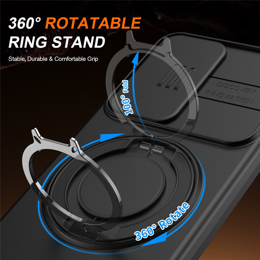 Magnetic Case For Samsung Galaxy S25  /  S24 Ring Kickstand Slide Camera Cover TPU PC Hybrid Phone Shell