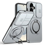 Magnetic Case For Samsung Galaxy S25  /  S24 Ring Kickstand Slide Camera Cover TPU PC Hybrid Phone Shell