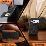 For iPhone 18 Pro Max / 17 Pro Max Magnetic Case Ring Kickstand Slide Camera Cover TPU PC Hybrid Phone Shell