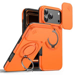 For iPhone 18 Pro Max / 17 Pro Max Magnetic Case Ring Kickstand Slide Camera Cover TPU PC Hybrid Phone Shell