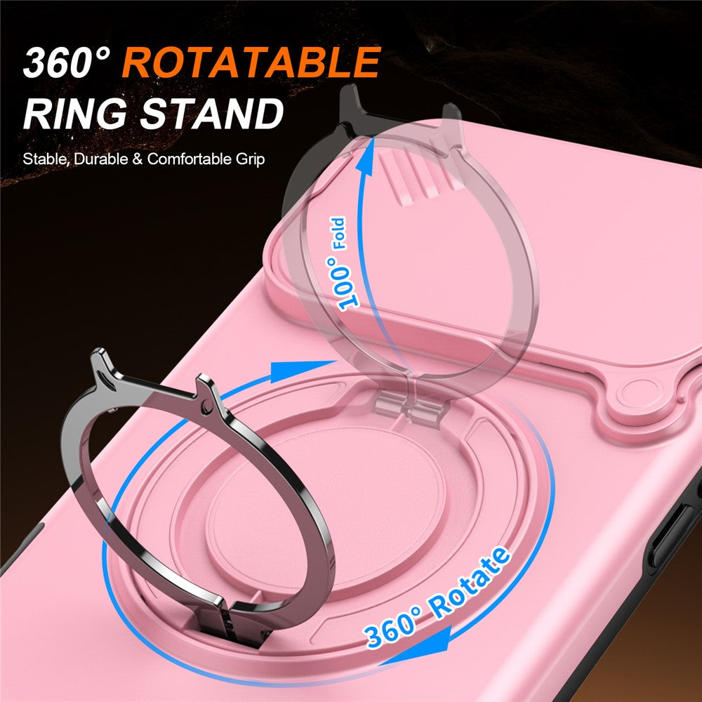 iPhone 17 Pro Max Hybridskal med Ringställ & Kameraskydd - Rosa