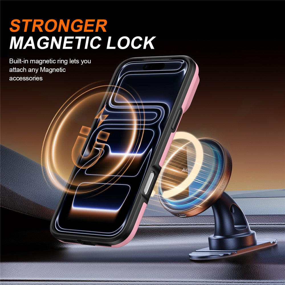 iPhone 17 Pro Max Hybridskal med Ringställ & Kameraskydd - Rosa