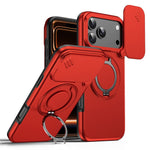For iPhone 18 Pro Max / 17 Pro Max Magnetic Case Ring Kickstand Slide Camera Cover TPU PC Hybrid Phone Shell
