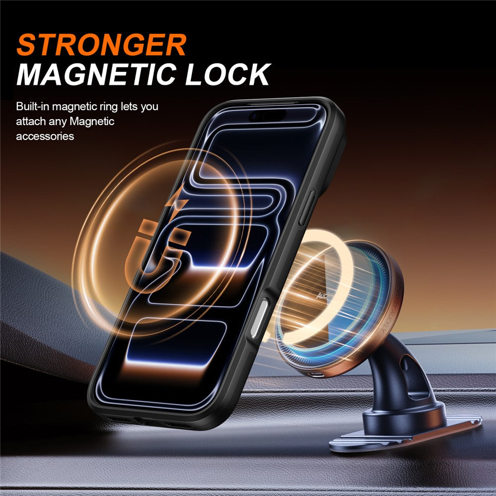 For iPhone 18 Pro / 17 Pro Magnetic Case Ring Kickstand Slide Camera Cover TPU PC Hybrid Phone Shell