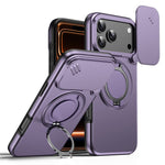 For iPhone 18 Pro / 17 Pro Magnetic Case Ring Kickstand Slide Camera Cover TPU PC Hybrid Phone Shell