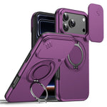 For iPhone 18 Pro / 17 Pro Magnetic Case Ring Kickstand Slide Camera Cover TPU PC Hybrid Phone Shell