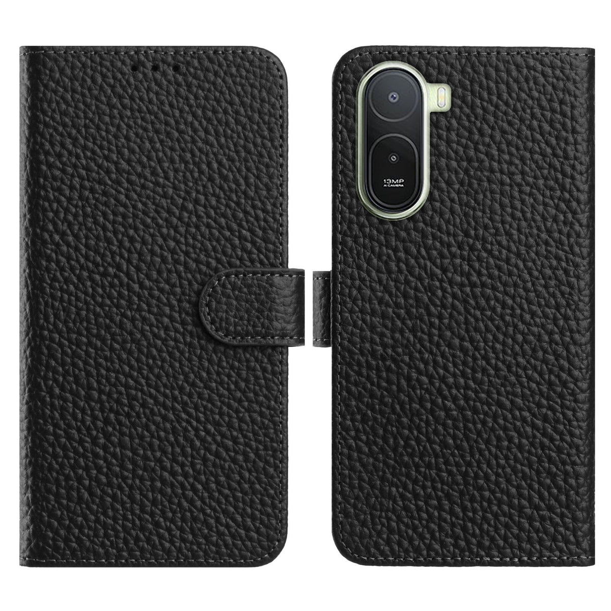 For Xiaomi Poco C85x 5G / Redmi A7 Pro 4G (171.56mm) Case Wallet Stand Litchi Texture Genuine Cow Leather Flip Phone Cover