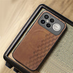 Magnetic Phone Case For Xiaomi Redmi K90 Pro Max 5G  /  Poco F8 Ultra Mobile Back Cover with Grid Pattern Protective PU Leather + PC Cover
