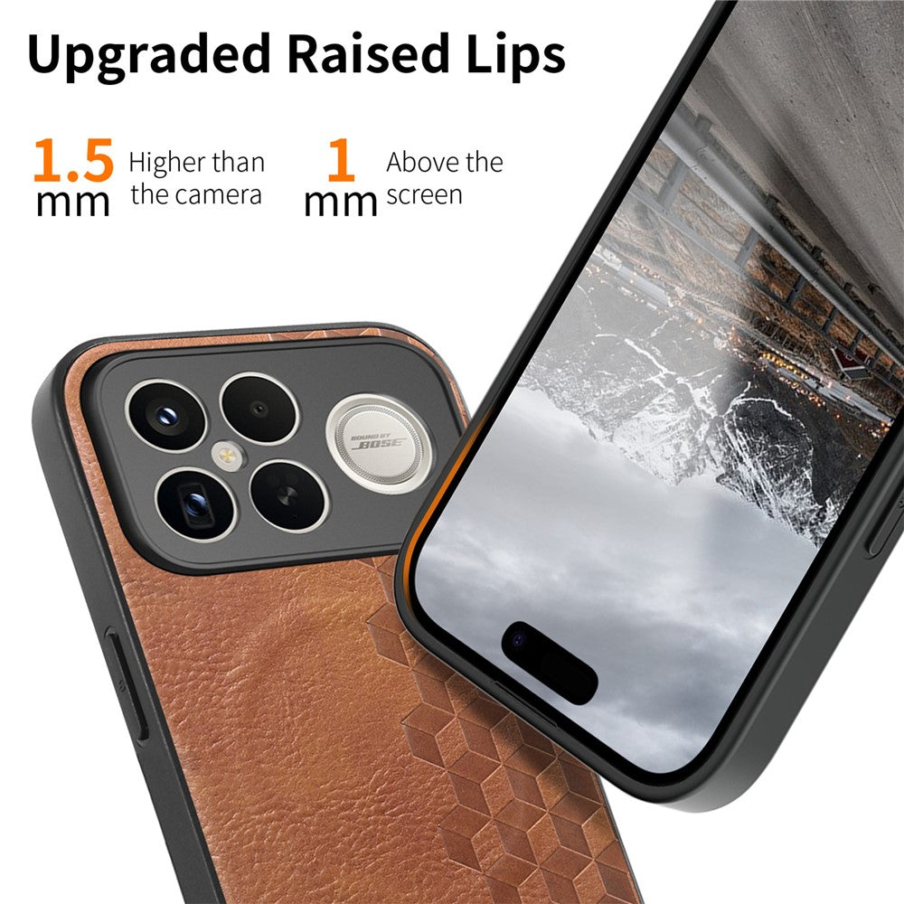 Magnetic Phone Case For Xiaomi Redmi K90 Pro Max 5G  /  Poco F8 Ultra Mobile Back Cover with Grid Pattern Protective PU Leather + PC Cover
