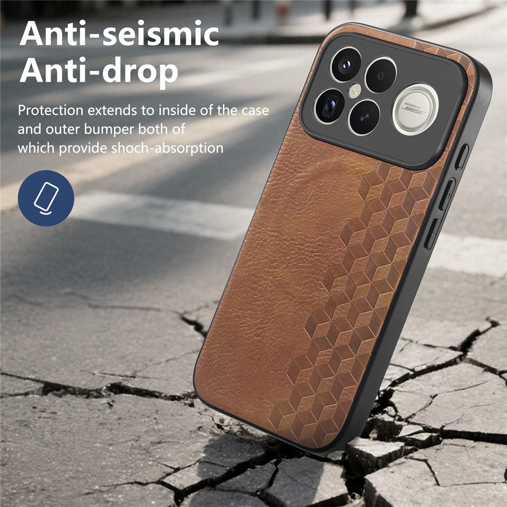 Magnetic Phone Case For Xiaomi Redmi K90 Pro Max 5G  /  Poco F8 Ultra Mobile Back Cover with Grid Pattern Protective PU Leather + PC Cover