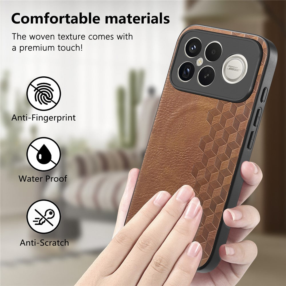 Magnetic Phone Case For Xiaomi Redmi K90 Pro Max 5G  /  Poco F8 Ultra Mobile Back Cover with Grid Pattern Protective PU Leather + PC Cover