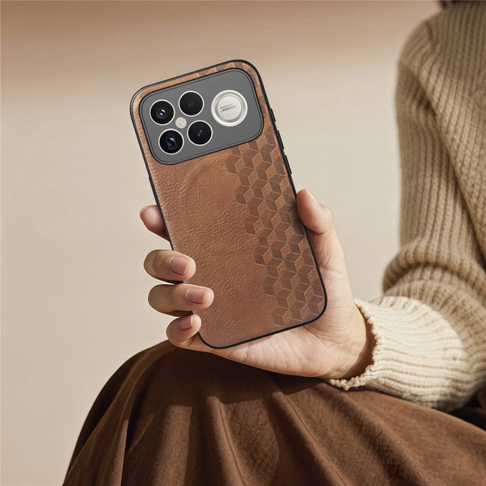 Magnetic Phone Case For Xiaomi Redmi K90 Pro Max 5G  /  Poco F8 Ultra Mobile Back Cover with Grid Pattern Protective PU Leather + PC Cover