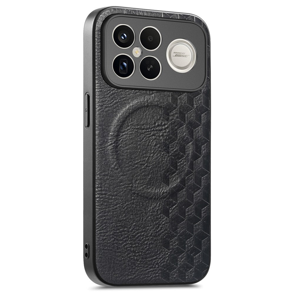 Magnetic Phone Case For Xiaomi Redmi K90 Pro Max 5G  /  Poco F8 Ultra Mobile Back Cover with Grid Pattern Protective PU Leather + PC Cover