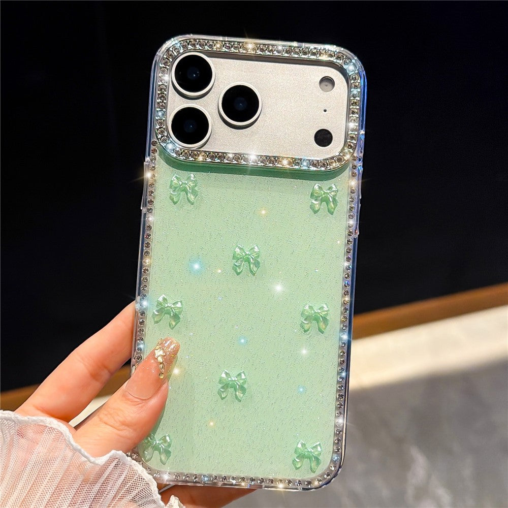 For iPhone 18 Pro Max / 17 Pro Max Case Rhinestone Aurora Butterfly Bow Glitter TPU + PC IMD Phone Cover