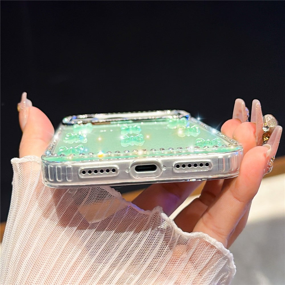 For iPhone 18 Pro Max / 17 Pro Max Case Rhinestone Aurora Butterfly Bow Glitter TPU + PC IMD Phone Cover