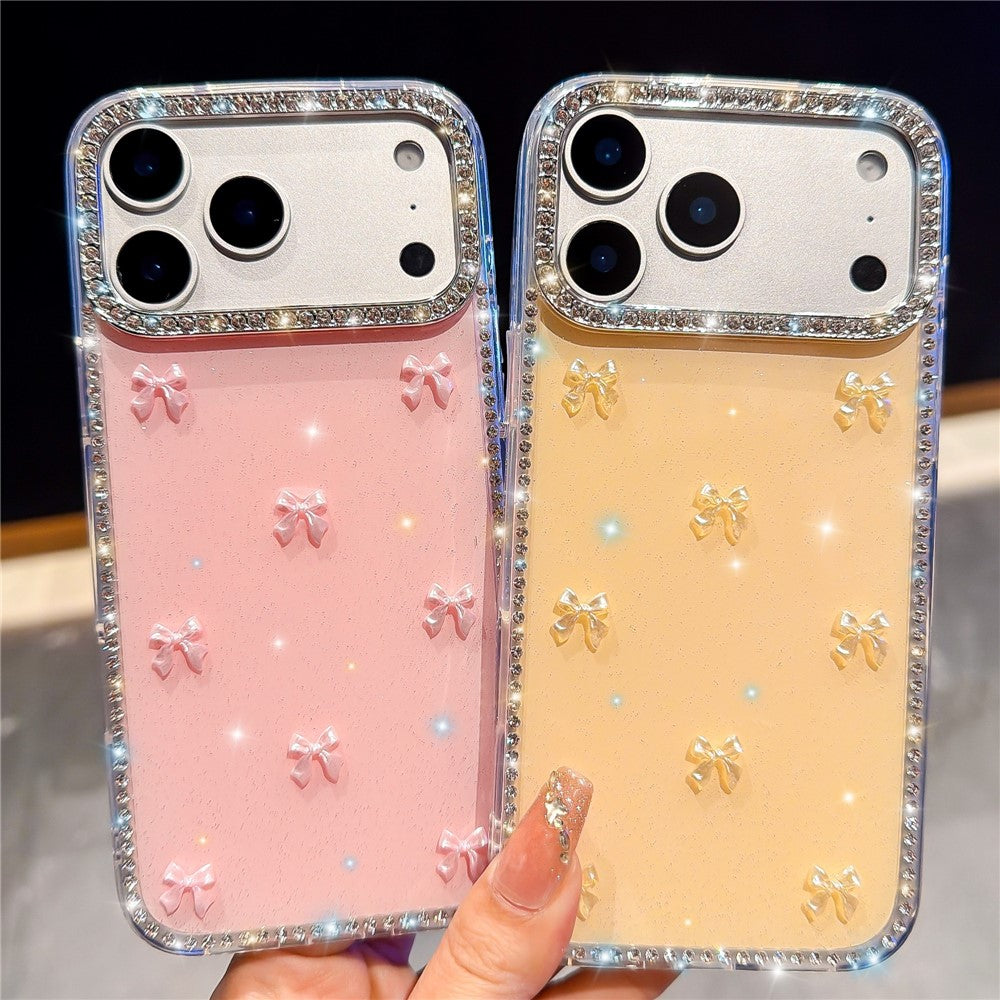 For iPhone 18 Pro Max / 17 Pro Max Case Rhinestone Aurora Butterfly Bow Glitter TPU + PC IMD Phone Cover