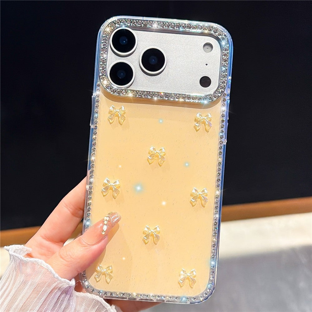 For iPhone 18 Pro Max / 17 Pro Max Case Rhinestone Aurora Butterfly Bow Glitter TPU + PC IMD Phone Cover