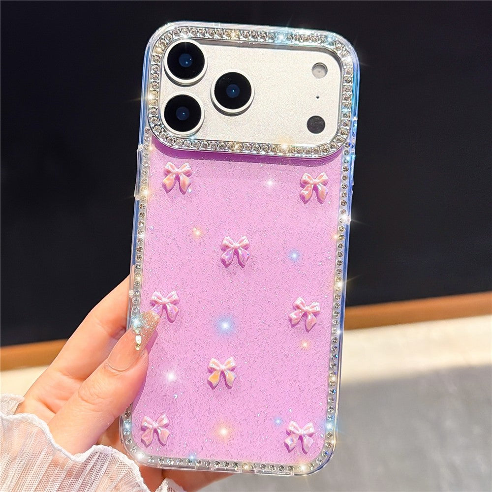 For iPhone 18 Pro Max / 17 Pro Max Case Rhinestone Aurora Butterfly Bow Glitter TPU + PC IMD Phone Cover