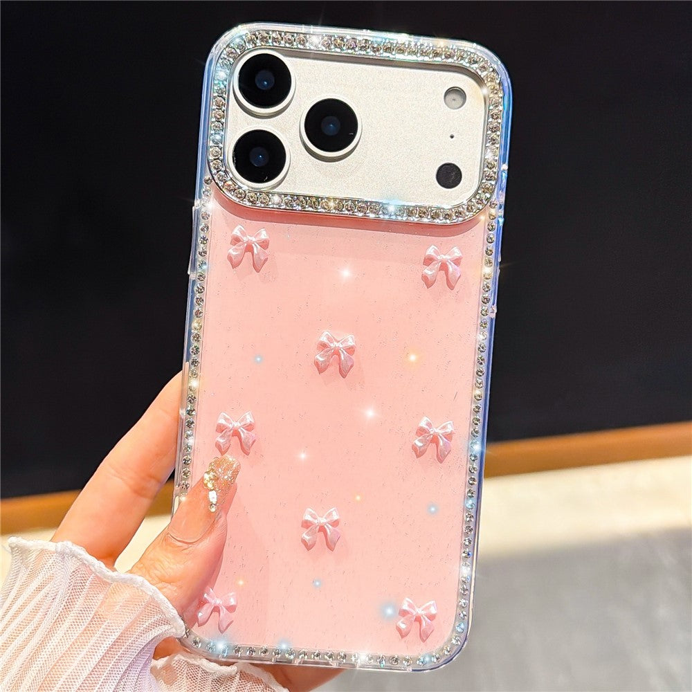 For iPhone 18 Pro Max / 17 Pro Max Case Rhinestone Aurora Butterfly Bow Glitter TPU + PC IMD Phone Cover