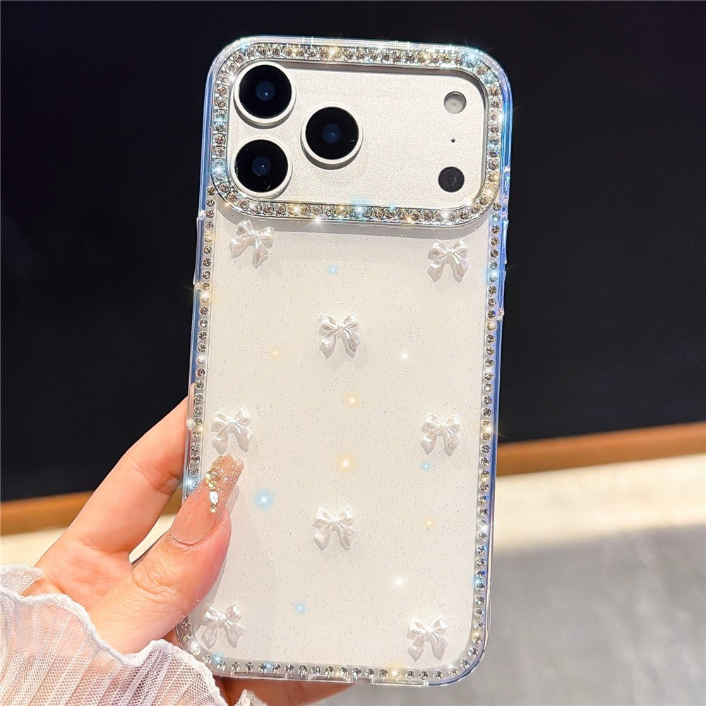 For iPhone 18 Pro Max / 17 Pro Max Case Rhinestone Aurora Butterfly Bow Glitter TPU + PC IMD Phone Cover