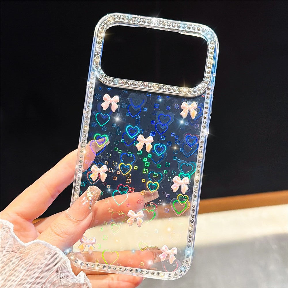For iPhone 18 Pro Max / 17 Pro Max Case Rhinestone Aurora Butterfly Bow Glitter TPU + PC IMD Phone Cover
