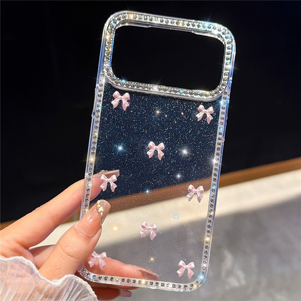 For iPhone 18 Pro Max / 17 Pro Max Case Rhinestone Aurora Butterfly Bow Glitter TPU + PC IMD Phone Cover