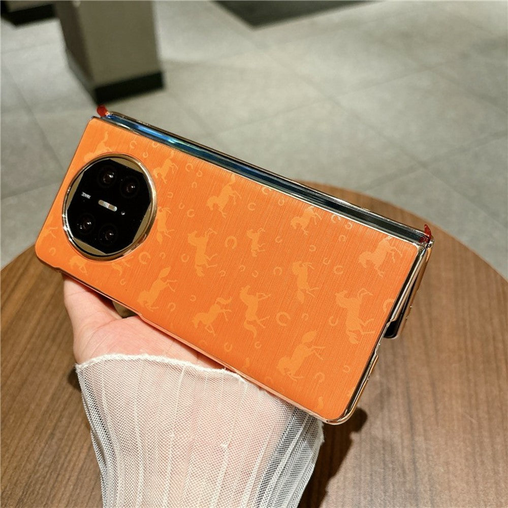 For Huawei Mate X5 Case Horse Pattern Electroplating Frame PU Leather PC Phone Cover