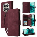 For Xiaomi Poco M8 5G  /  Redmi Note 15 5G (Global)  /  15 4G (Global) Case Zipper Wallet Multiple Card Slots Leather Phone Cover with Wrist Strap