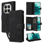 For Xiaomi Redmi Note 15 Pro 5G (Global) Case Zipper Wallet Multiple Card Slots Leather Phone Cover with Wrist Strap