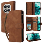 For Xiaomi Redmi Note 15 Pro 5G (Global) Case Zipper Wallet Multiple Card Slots Leather Phone Cover with Wrist Strap