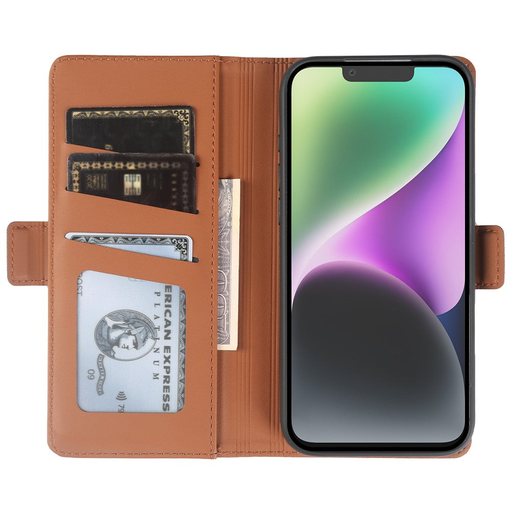 Til iPhone 14 Plus Lædercover Pung Stand TPU + PU Skin-touch Cover