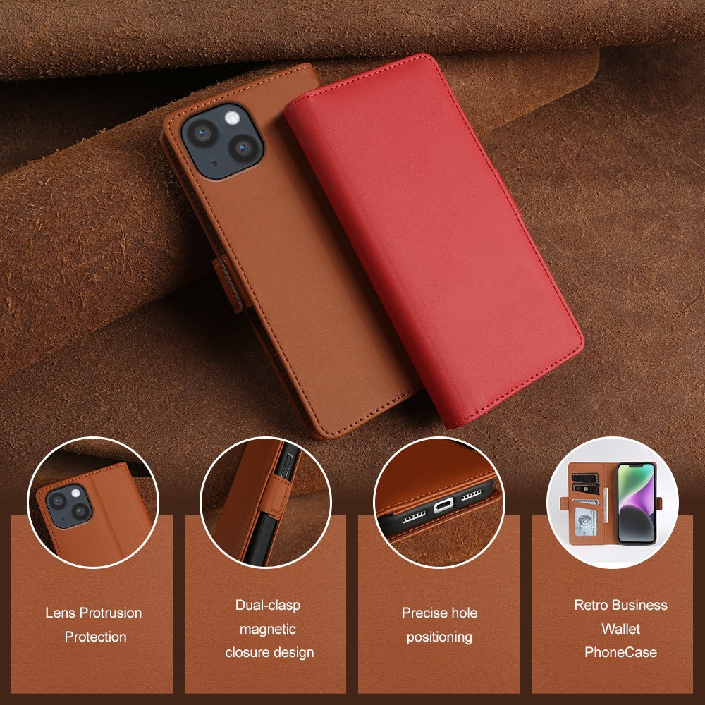 Til iPhone 14 Plus Lædercover Pung Stand TPU + PU Skin-touch Cover