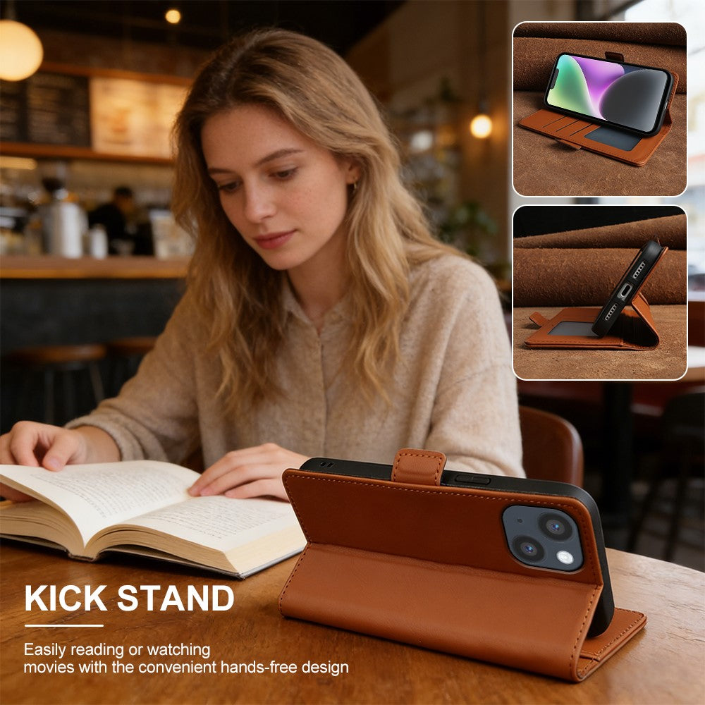 Til iPhone 14 Plus Lædercover Pung Stand TPU + PU Skin-touch Cover