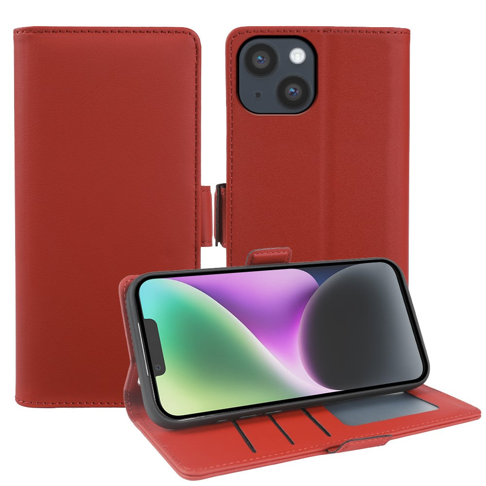 Til iPhone 14 Plus Lædercover Pung Stand TPU + PU Skin-touch Cover