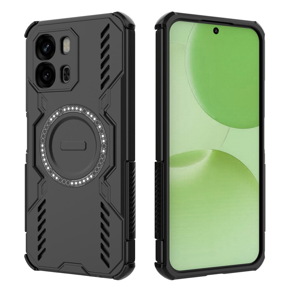 Til Oppo A6x 5G Magnetisk Etui Sommerfugl Armor Hult Varmeafledning PC + TPU Telefoncover