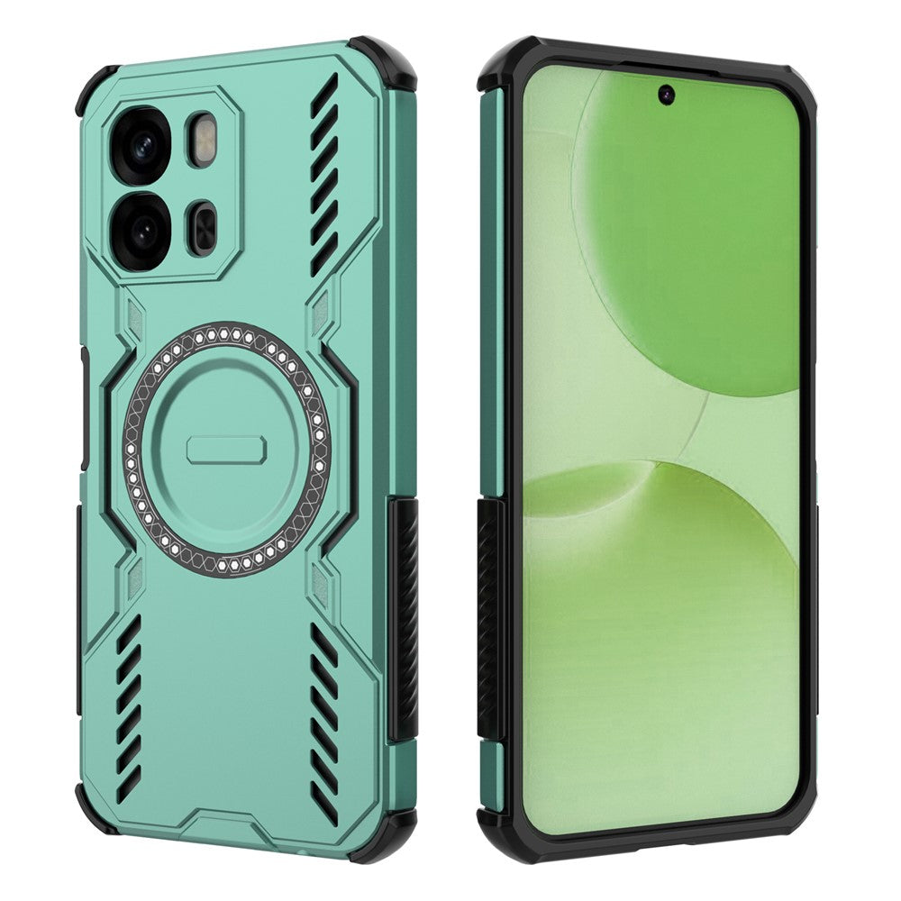Til Oppo A6x 5G Magnetisk Etui Sommerfugl Armor Hult Varmeafledning PC + TPU Telefoncover