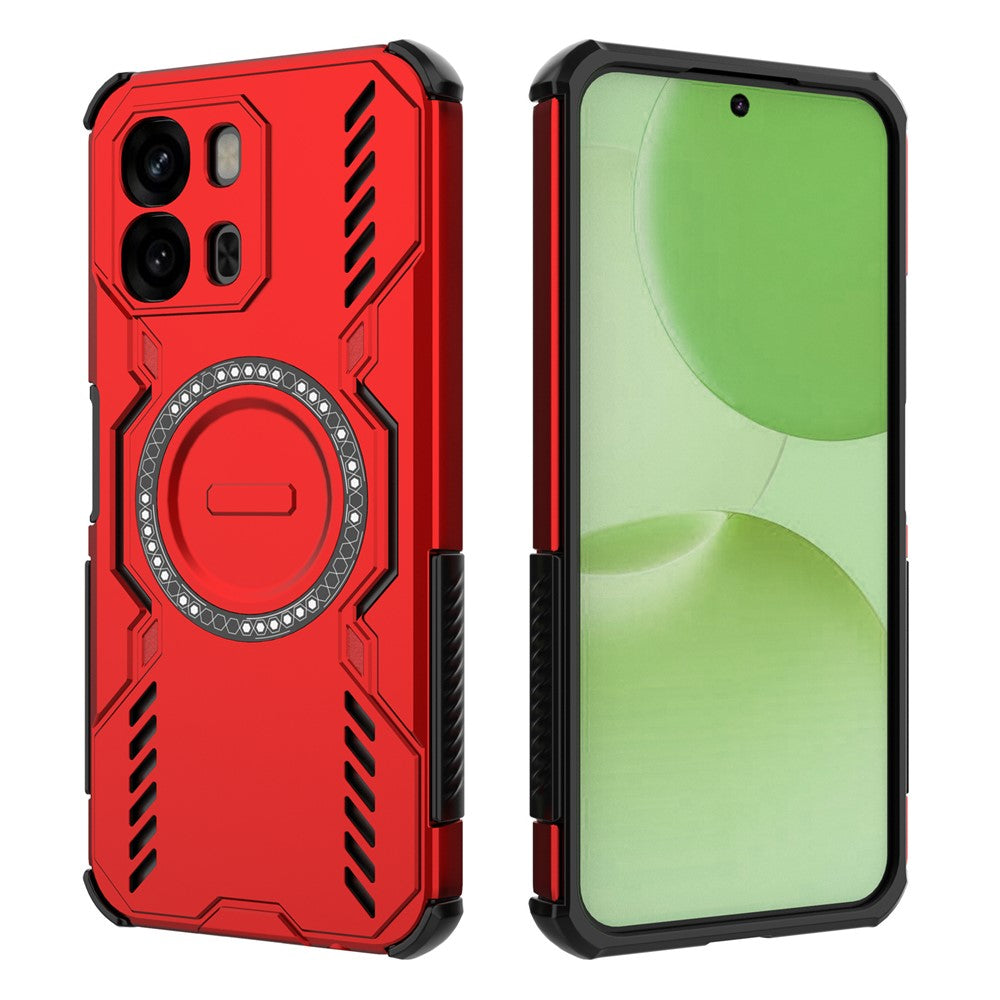 Til Oppo A6x 5G Magnetisk Etui Sommerfugl Armor Hult Varmeafledning PC + TPU Telefoncover