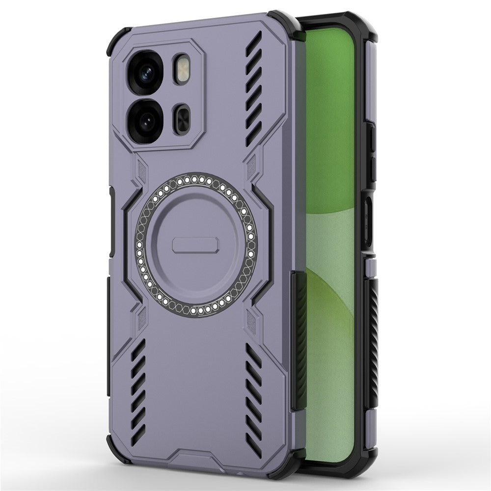 Til Oppo A6x 5G Magnetisk Etui Sommerfugl Armor Hult Varmeafledning PC + TPU Telefoncover