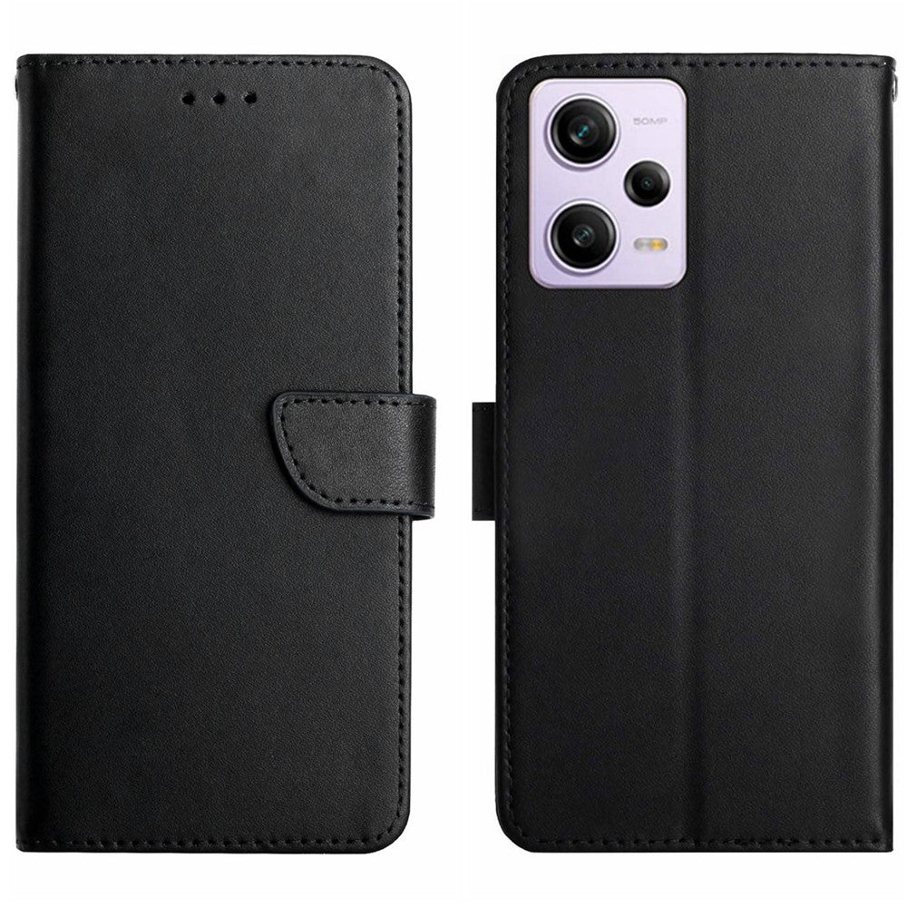 For Xiaomi Redmi Note 12 Pro 5G / Note 12 Pro Speed 5G / Poco X5 Pro 5G HT02 Anti-fall Genuine Leather Magnetic Clasp Nappa Texture Wallet Case with Stand Function Flip Phone Cover Shell