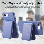 Magnetic Case For iPhone 17e  /  16e Detachable Card Slot Leather+TPU Phone Cover with Metal Buttons