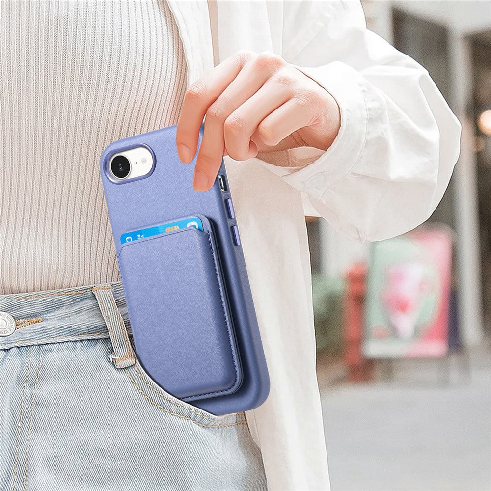 Magnetic Case For iPhone 17e  /  16e Detachable Card Slot Leather+TPU Phone Cover with Metal Buttons