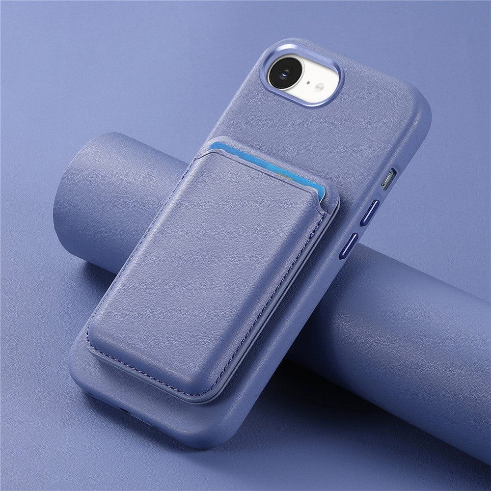 Magnetic Case For iPhone 17e  /  16e Detachable Card Slot Leather+TPU Phone Cover with Metal Buttons