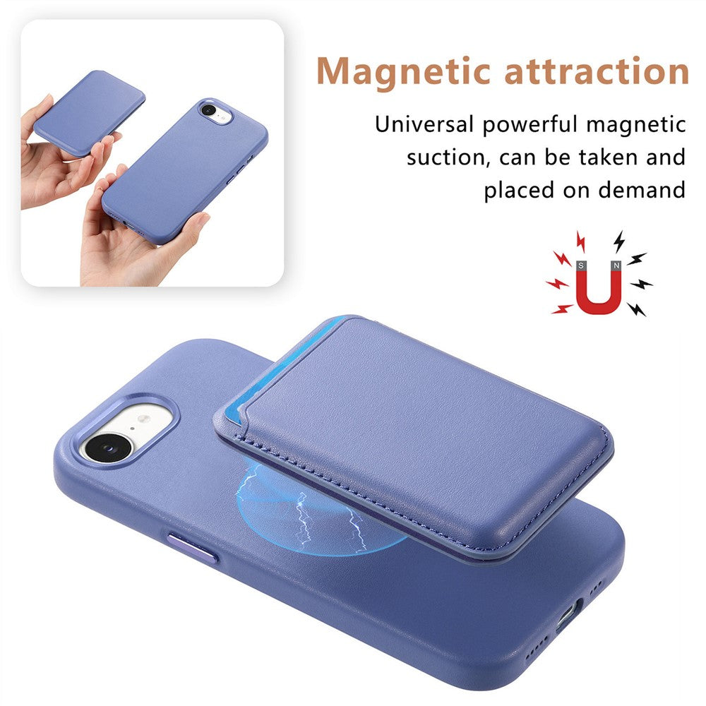 Magnetic Case For iPhone 17e  /  16e Detachable Card Slot Leather+TPU Phone Cover with Metal Buttons