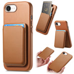 Magnetic Case For iPhone 17e  /  16e Detachable Card Slot Leather+TPU Phone Cover with Metal Buttons