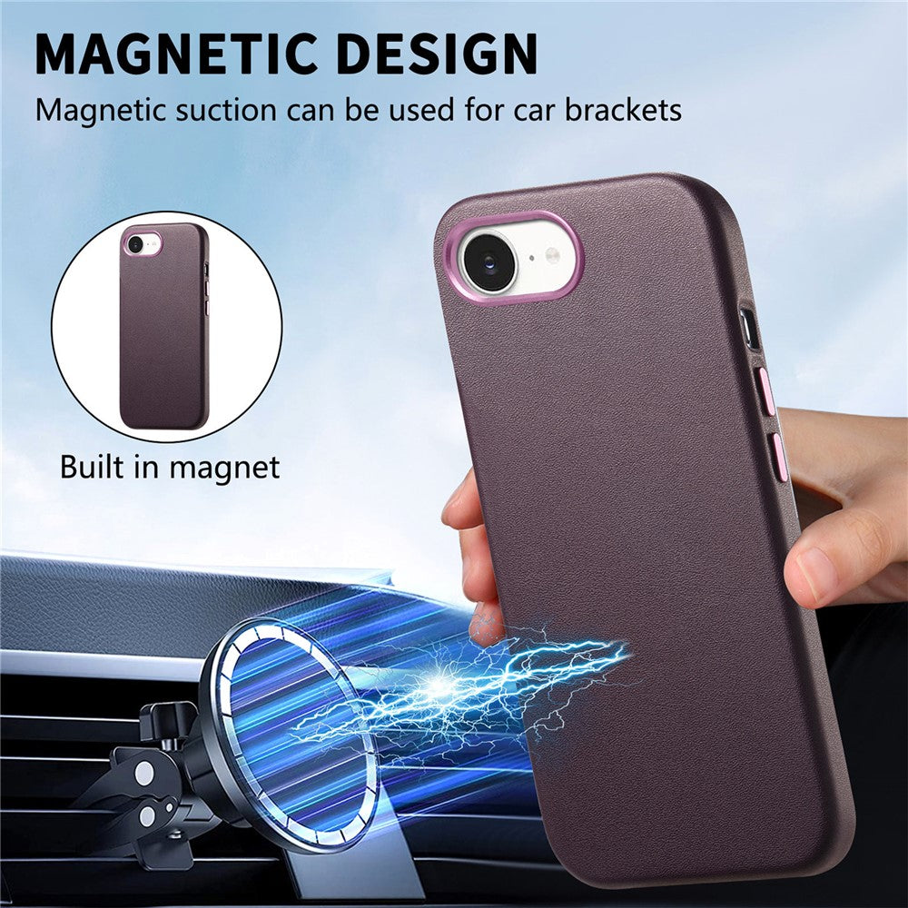 Magnetic Case For iPhone 17e  /  16e Leather+TPU Shockproof Phone Cover with Metal Buttons