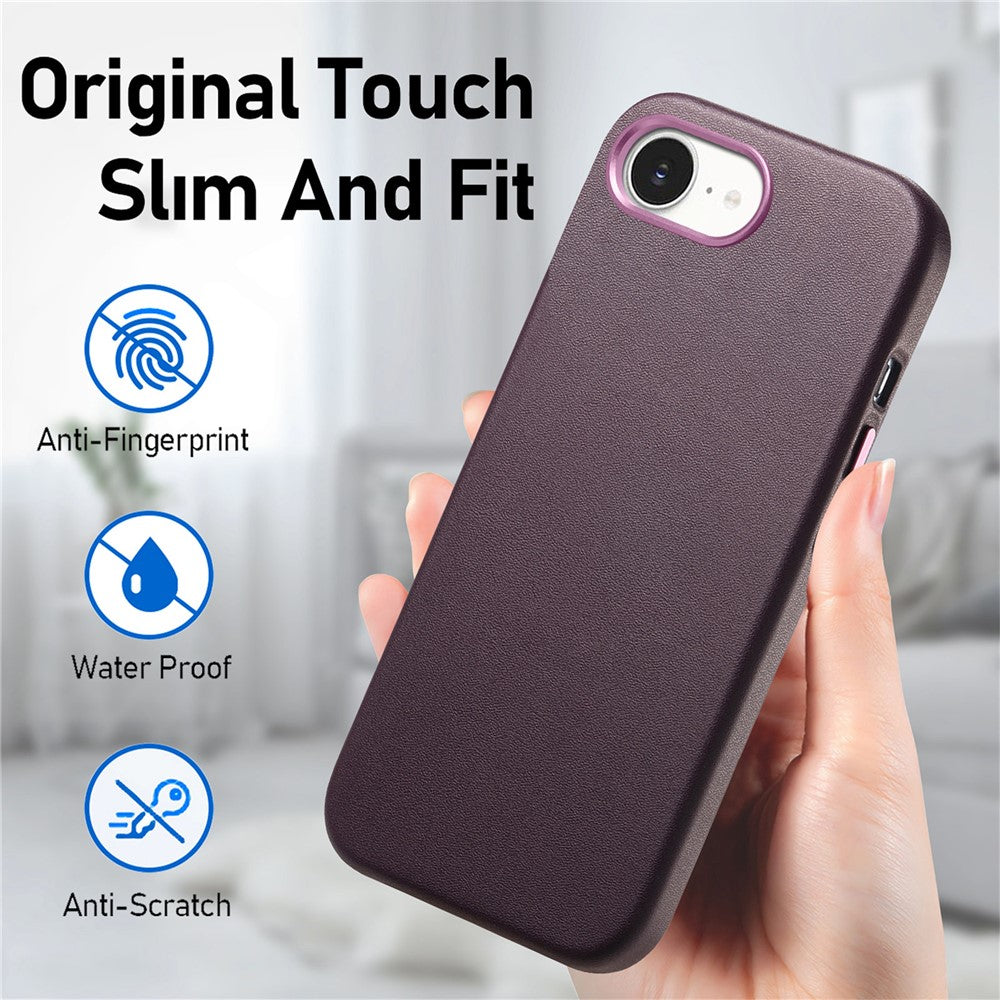 Magnetic Case For iPhone 17e  /  16e Leather+TPU Shockproof Phone Cover with Metal Buttons