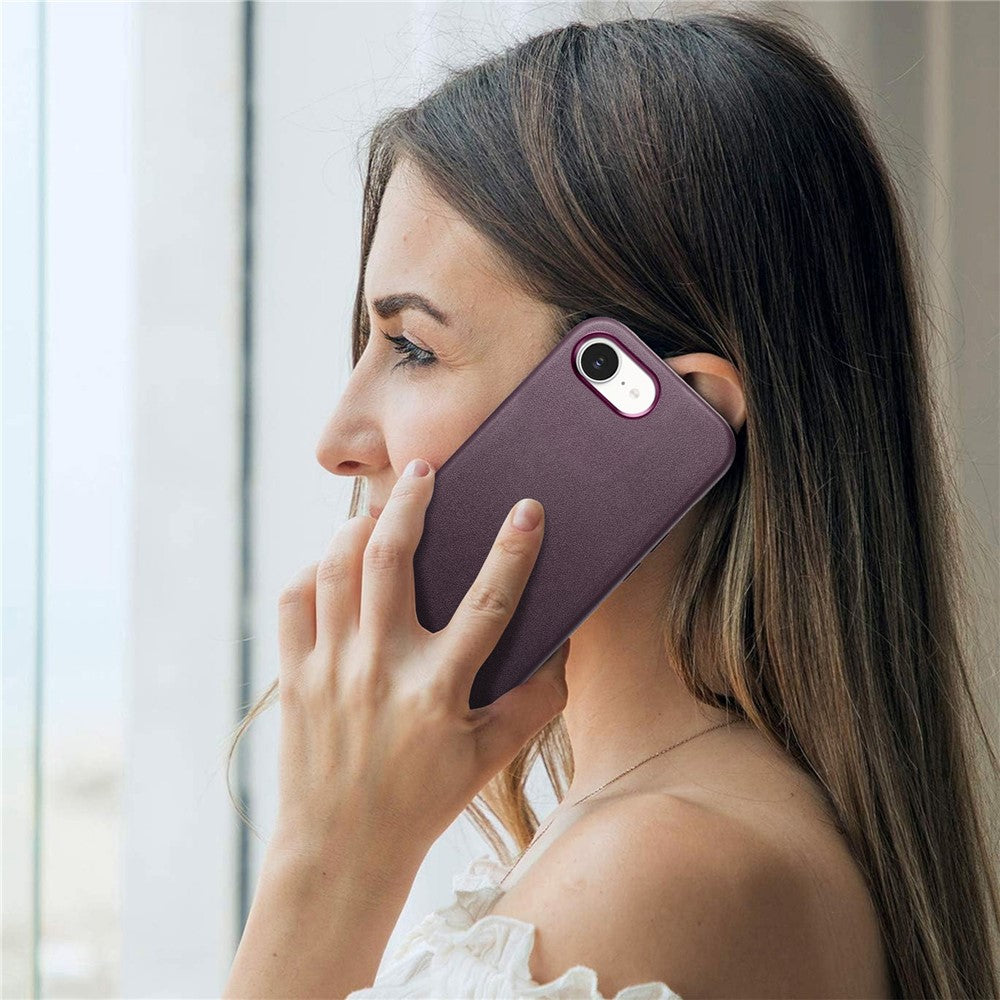 Magnetic Case For iPhone 17e  /  16e Leather+TPU Shockproof Phone Cover with Metal Buttons