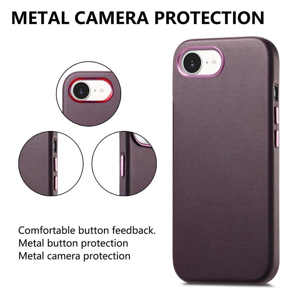 Magnetic Case For iPhone 17e  /  16e Leather+TPU Shockproof Phone Cover with Metal Buttons