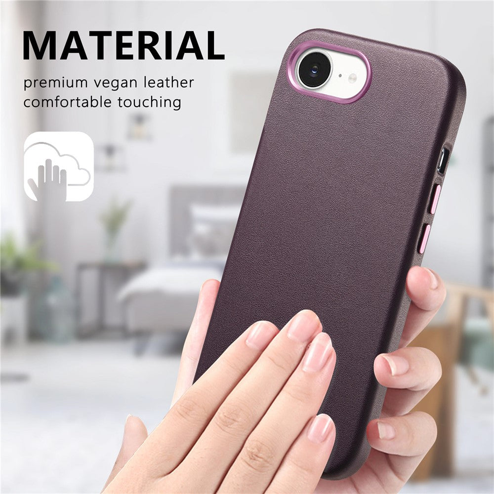 Magnetic Case For iPhone 17e  /  16e Leather+TPU Shockproof Phone Cover with Metal Buttons
