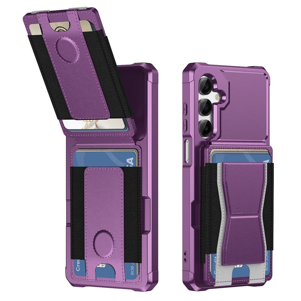 For Samsung Galaxy A15 5G / A15 4G Case Elastic Band Card Holder Leather + TPU Kickstand Phone Cover
